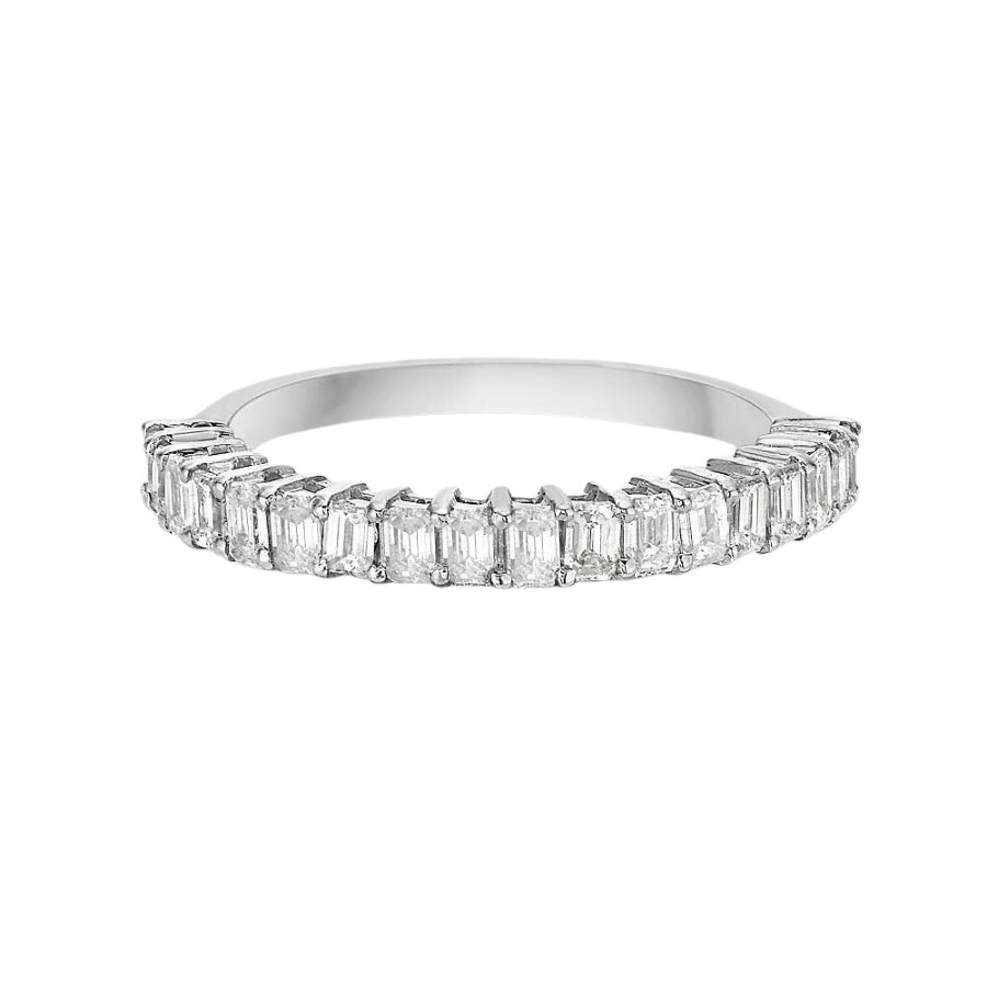 Emerald Cut Diamond HalfWay Band