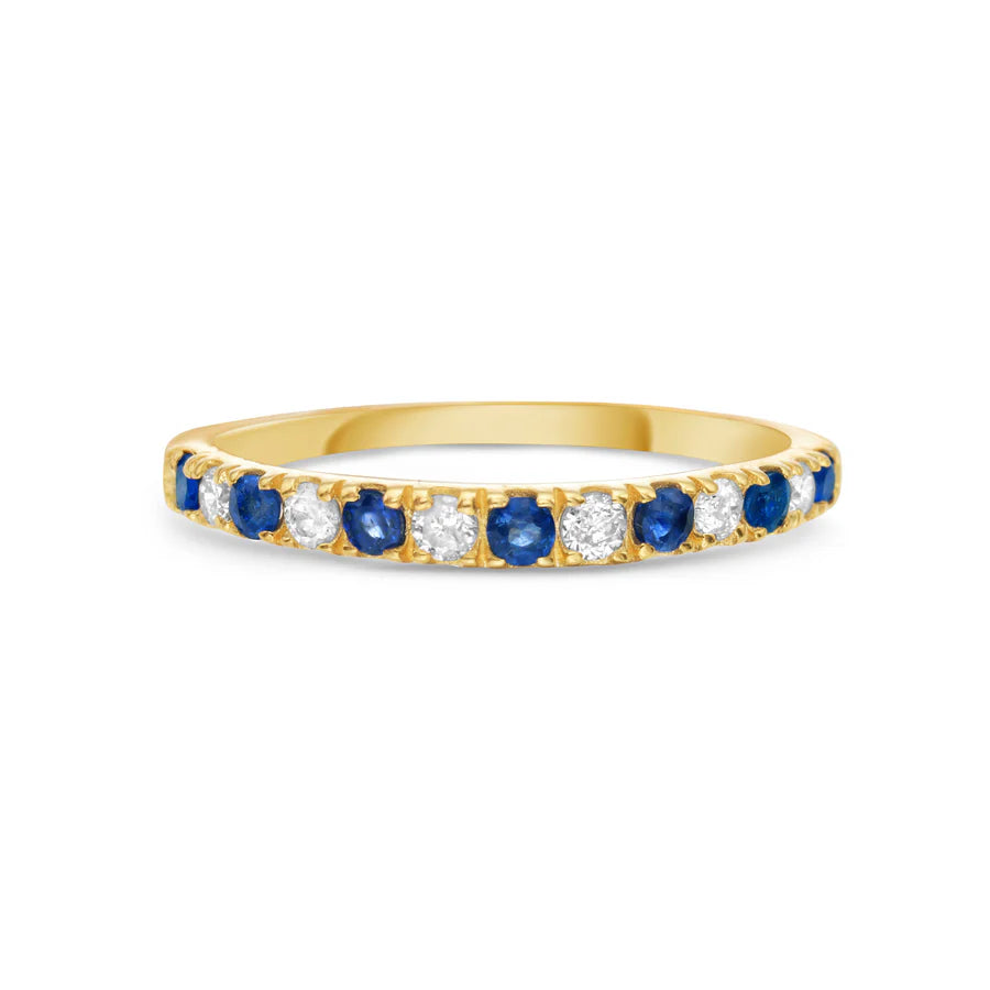 Diamond and Sapphire Halfway Band Ring