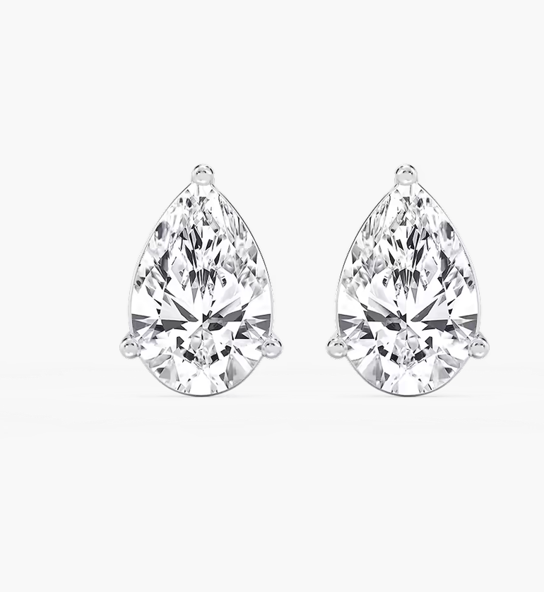 Lab Pear Diamond Studs