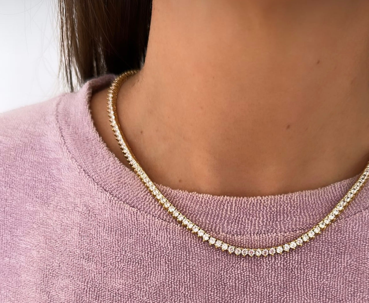 Tennis Prong Necklace White