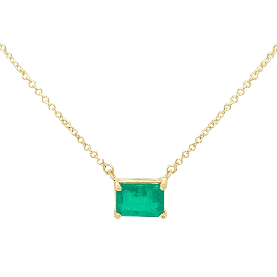 Solitaire Emerald Cut Emerald Necklace