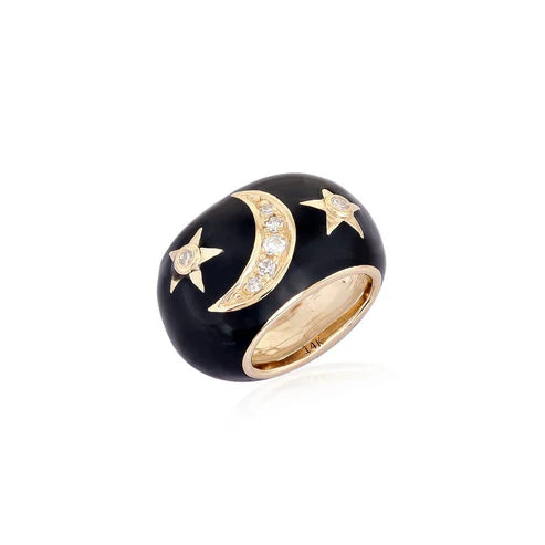 Enamel Round Moon Charm