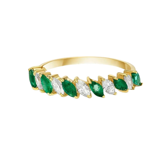 Marquise Diamond & Emerald Ring
