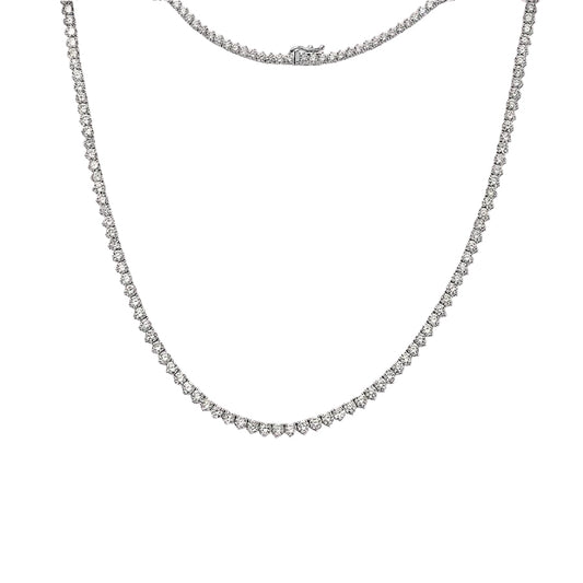 Lab Diamond Tennis Necklace 3-Prongs Setting (6.3)