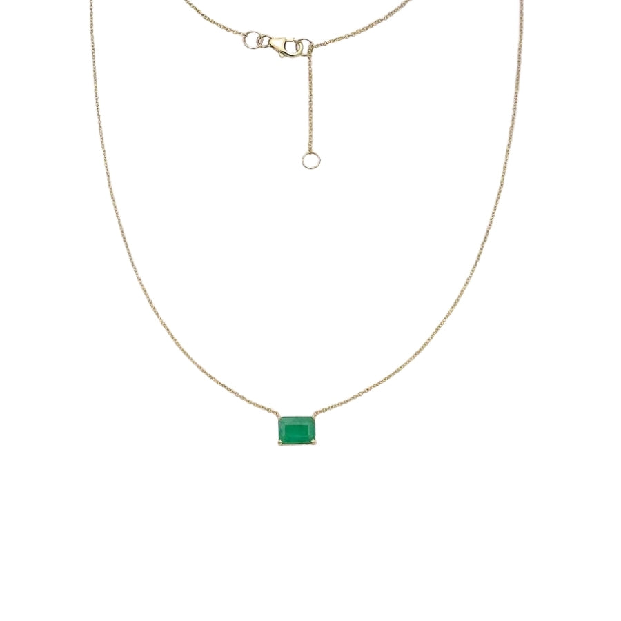 Solitaire Emerald Cut Emerald Necklace