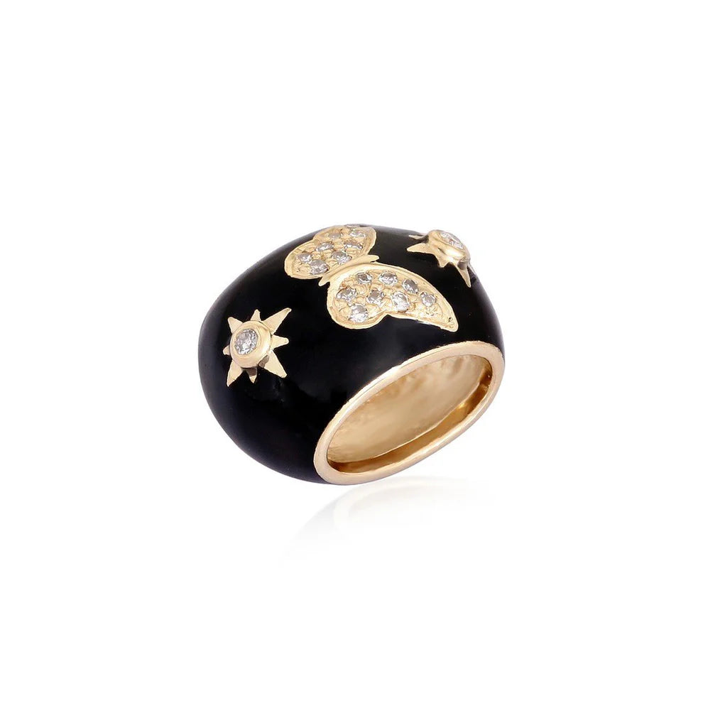 Enamel Round Butterfly Charm