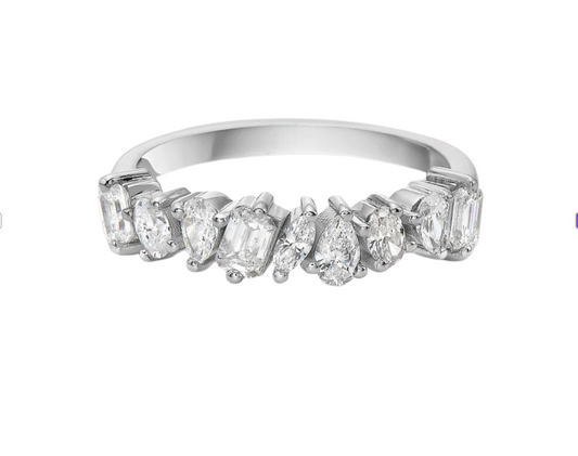 Multi Shape Diamond Halfway Band