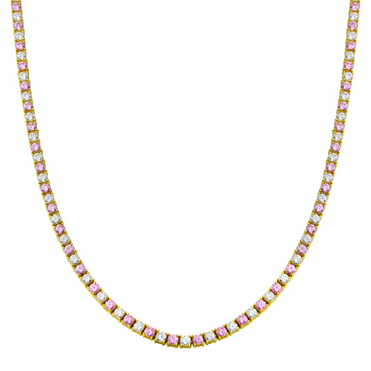 Pink Diamond Tennis Necklace