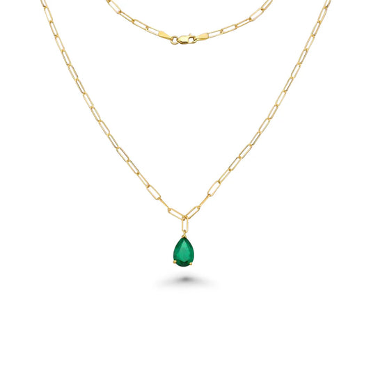 Pear Emerald Pendant Necklace